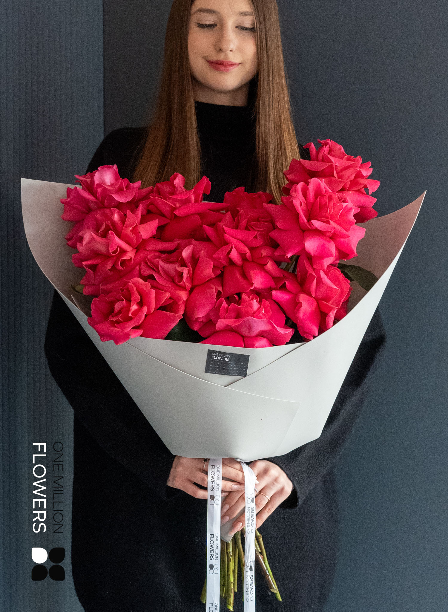 Букет из 11 французских роз "ПинкФлойд" Эквадор