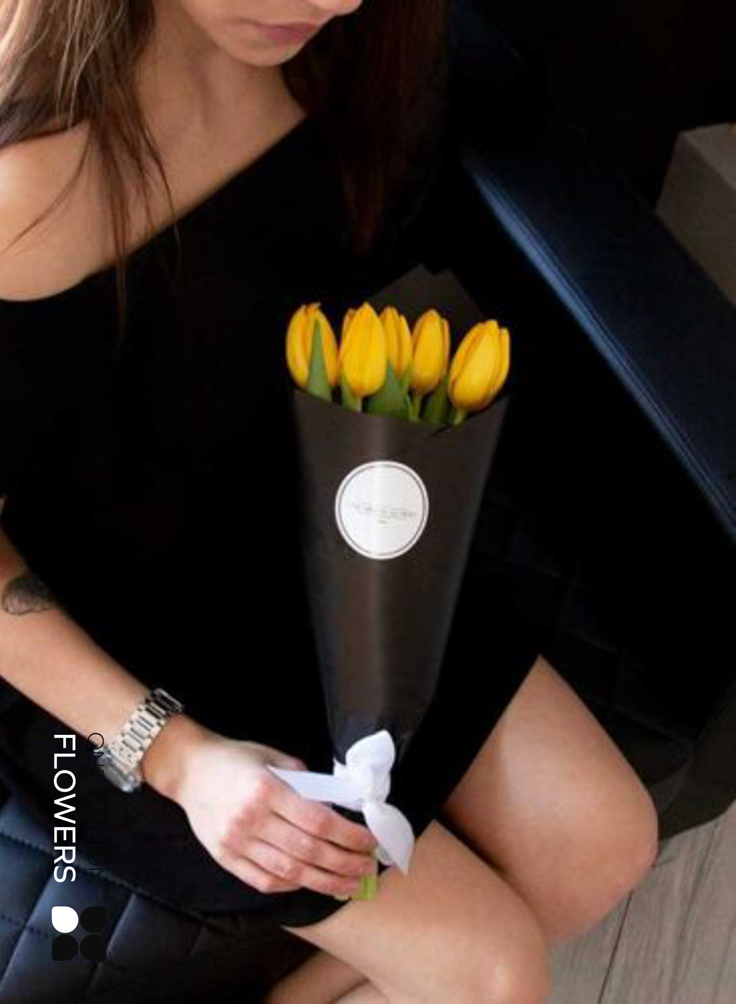 Букет из 5 тюльпанов "Еллоу Голд" (От 30 букетов)