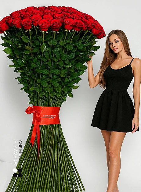 Букет из 101 высокой розы 190 см